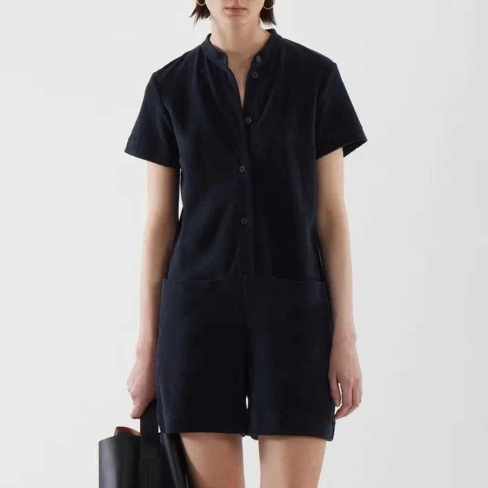 COS Terrycloth Towelling Navy Cotton Playsuit Romper Jumpsuit Size M